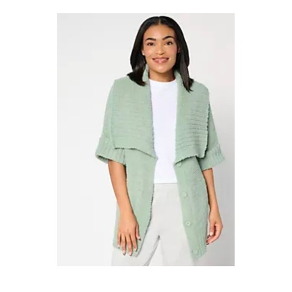 Barefoot Dreams Sweaters - Barefoot Dreams Cozy Chic Shawl Collar Cardigan Sweater XL Sage Green